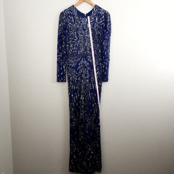 Mac Duggal Illusion Long Sleeve Beaded Embellished Gown NWT 8 Style 6023 Gown - Picture 6 of 16